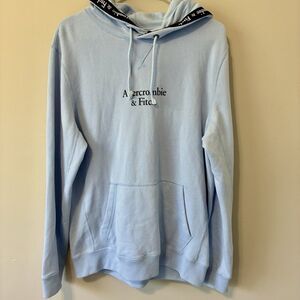 Abercrombie & Fitch Men Hoodie Pullover Logo Medium Blue Kangaroo Pocket Y2K